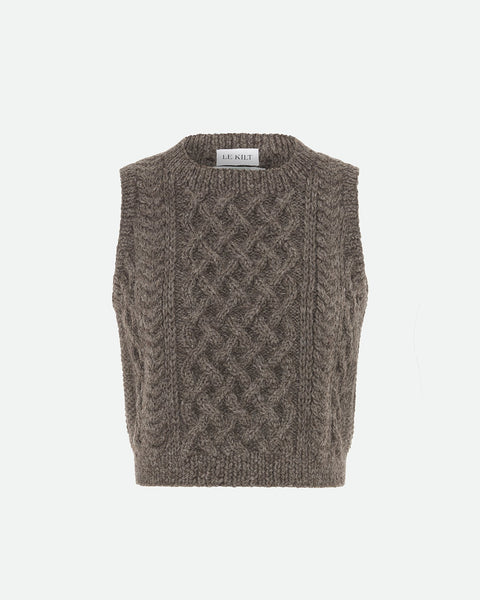 HAND KNITTED ARAN VEST - Le Kilt