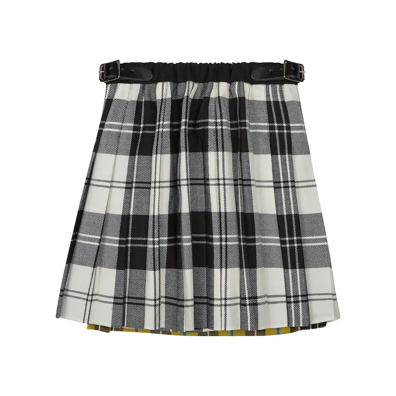 Black and white tartan wool skirt best sale